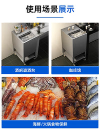 Stainless Steel Insulated Ice Cart with Wheels, Commercial Grade Large Capacity Ice Bin for Beverage Shops