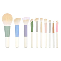 10-Piece Morandi Mini Portable Makeup Brush Set with Soft Bristles for Travel
