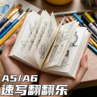 Portable A5/A6 Sketchbook for Colored Pencils and Drawing, Thick Blank Flipbook for Quick Sketches and Hand-Painting