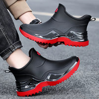 Men's Waterproof Non-Slip Mid-Calf Rain Boots for Work and Delivery