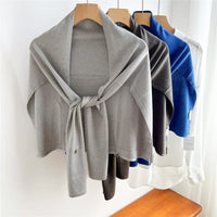 Soft Knit T-Shape Drop Shoulder Shawl for Women, Versatile Commuter Neck Protection Summer Air Conditioning Cardigan