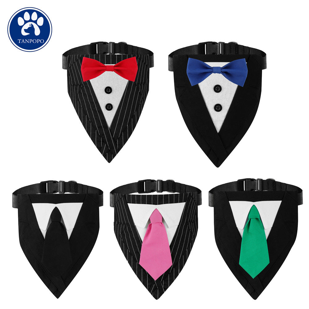 Pet Dog Bandana with Bow Tie Collar for Wedding Party
