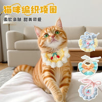 Pet Cat Dog Knitted Bandana Collar Adjustable Drool Bib Scarf for Kittens and Puppies