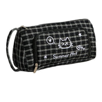 Cute Cat Embroidery Pencil Case Large Capacity Student Stationery Pouch