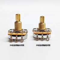 24-Tooth Copper Shaft Short Potentiometer for Electric Guitar Bass Tone Volume Control 250K/500K
