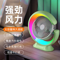 Portable USB Rechargeable Desktop Fan with LED Light, Strong Airflow Mini Circulator