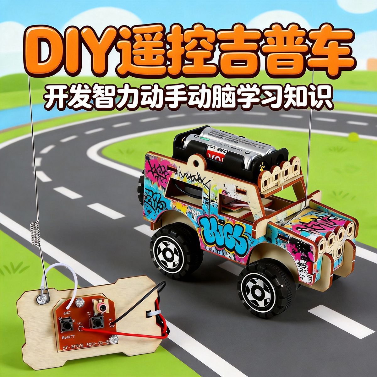 DIY Remote Control Jeep Kit Educational Science Model for Kids