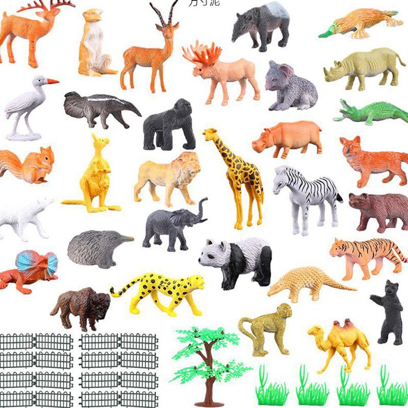 Realistic Zoo Animal Figures Set for Kids - Tiger, Lion, Solid PVC Animal Models
