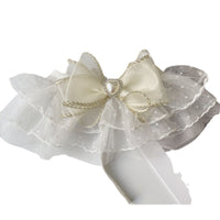 Pet Bowknot Mesh Collar with Pearl and Rhinestone Embellishments for Cats and Small Dogs