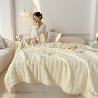 Luxury Rabbit Velvet Blanket Double-Sided Thickened Multi-functional Air Conditioning Blanket Nap Cover Gift Blanket