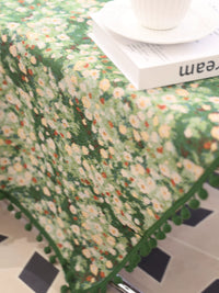 Green Dust Cover for Small Appliances, Printers, Coffee Machines, and Tables with Tassel Trim