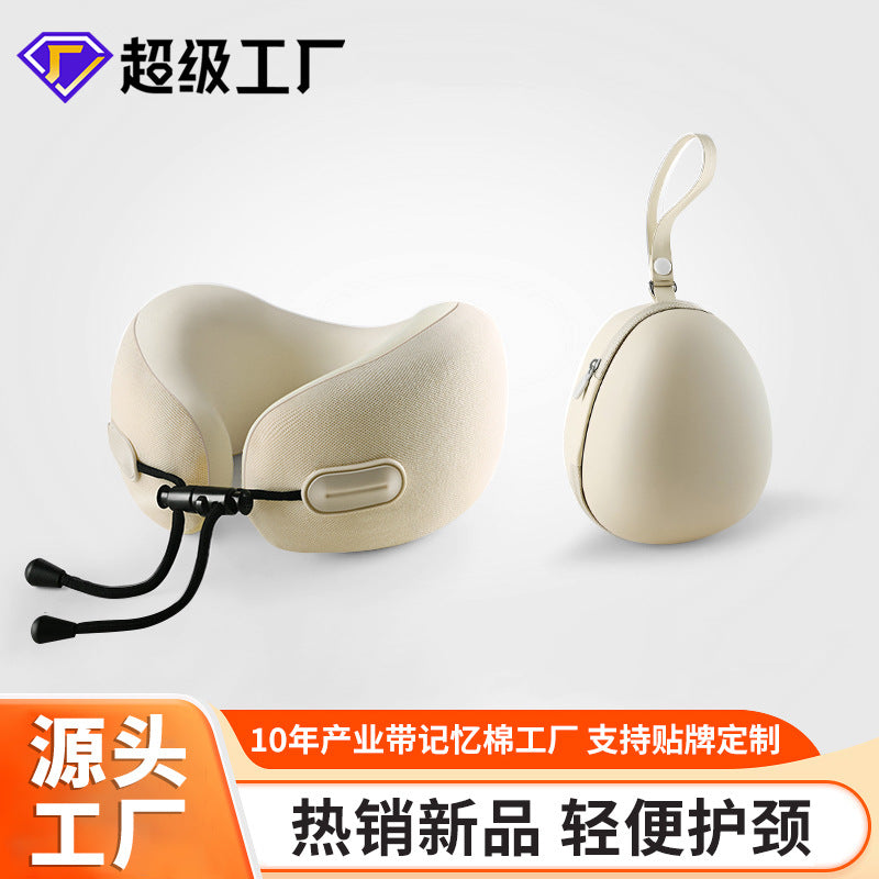 Memory Foam U-Shaped Travel Neck Pillow for Airplane and Napping, Portable Cervical Support
