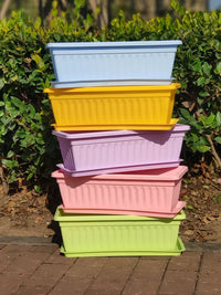 Rectangular Resin Planter Box with Tray for Vegetables and Plants, Thickened Balcony Garden Pot