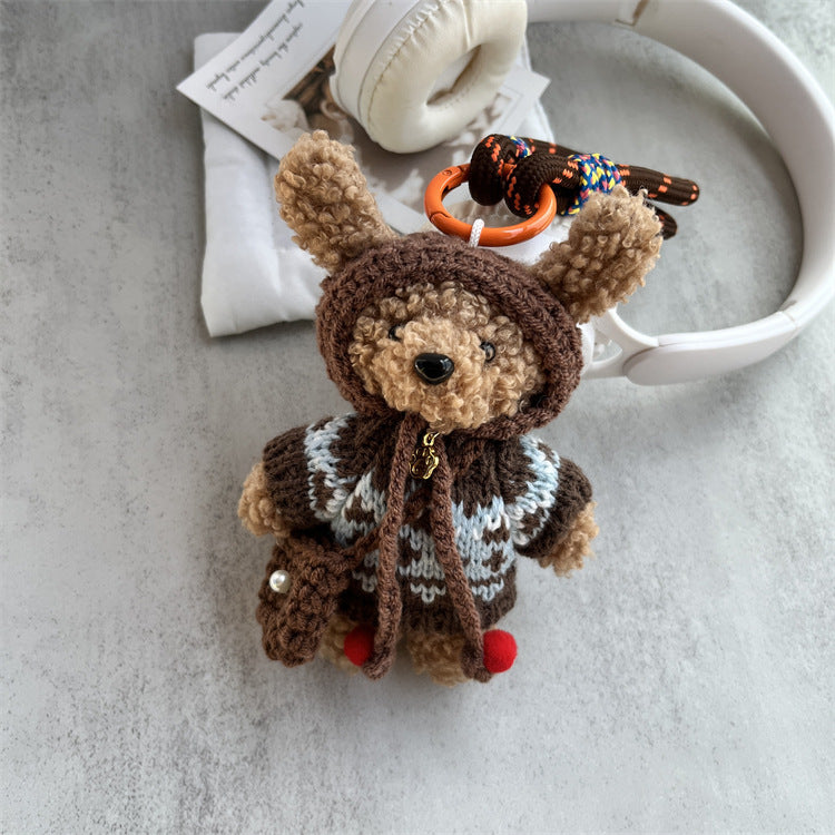 Christmas Bear Plush Keychain Pendant for Bags - Cute Stuffed Bear Doll Gift