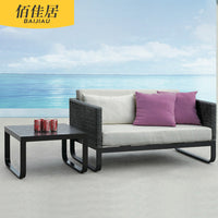 Outdoor Wicker Patio Sofa Set with Coffee Table for Garden Balcony
