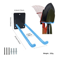 Wall-Mounted Garage Tool Organizer Rack - Metal Shovel Rake Holder for Garden Tools and Home Storage