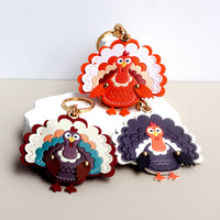 Halloween Turkey Leather Keychain with Access Card Holder, Creative Gift Bag Charm