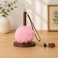 Wooden Yarn Holder with Rotating Spool for Knitting and Crocheting, Detachable Thread Organizer