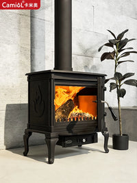 Modern Cast Iron Wood Burning Fireplace for Home & Villa Heating