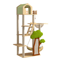 Multi-Level Cat Tree Condo with Scratching Post, Hammock, and Space Capsule