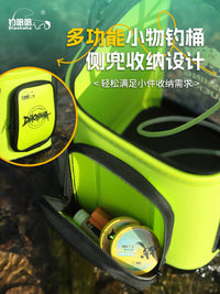 EVA Fishing Bucket with Rod Holders, Side Pocket, and Storage Bag for Lure Fishing