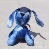 Handmade Indigo Tie-Dye Zodiac Dog Keychain Charm