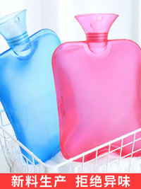 Transparent PVC Hot Water Bottle with Plush Cover, 2000ml Large Capacity, Explosion-Proof