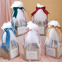 Hand-Woven Rustic Natural Wood Chip Storage Basket for Flowers, Home Decor, Wedding Favors