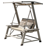 Outdoor Patio Swing Chair with Canopy, Aluminum Alloy Hanging Basket Seat for Balcony Garden