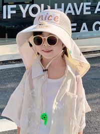 Kids' Sun Protection Fan Hat with Wide Brim and Shawl for Boys and Girls