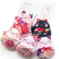 Lucky Cat Cartoon Coin Purse with Zipper for Keys, Cards, and Earphones