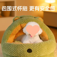 Semi-Enclosed Pet Sofa Bed for Small Dogs and Cats, Warm Winter Pet House with Removable Cushion