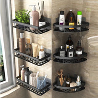 Aluminum Bathroom Corner/Rectangle Shelf with Suction Cups, No-Drill Wall Mount Storage Organizer