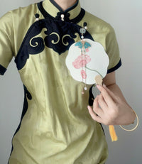 Chinese Style Freshwater Pearl Brooch for Cheongsam Tea Zen Clothing with Bell