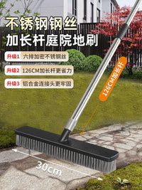 Outdoor Patio Stainless Steel Wire Brush with Long Handle for Moss and Tile Cleaning