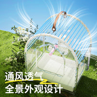 Portable Transparent Bird Carrier Cage for Parakeets Cockatiels Lovebirds Small Birds