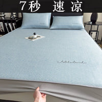 Luxury Ice Silk Cooling Mat Bedding Set - Machine Washable Fitted Sheet Style