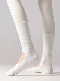 Unisex Solid Color High-Top Non-Slip Yoga Pilates Barre Socks with Silicone Grips