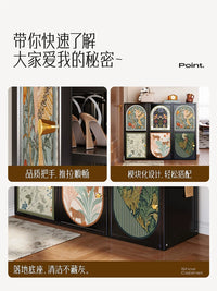 Mishida Narrow Entryway Shoe Cabinet, Vintage Style Steel Vertical Storage Rack for Home