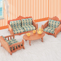 1:12 Dollhouse Miniature DIY Living Room Furniture Set with Sofa and Coffee Table
