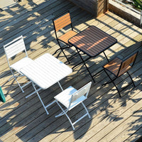 Outdoor Foldable Bistro Table and Chair Set, Weatherproof Wood-Plastic Composite and Iron for Balcony Patio Cafe
