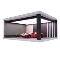 1:18 Scale Model Car Display Case with LED Lighting and Parking Garage Scene