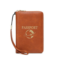 RFID Blocking Passport Holder Travel Wallet with Zipper Closure