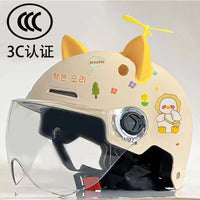 Kids' Electric Vehicle Safety Helmet with 3C Certification, Cute Design, Breathable Sun Protection Half Helmet for Summer