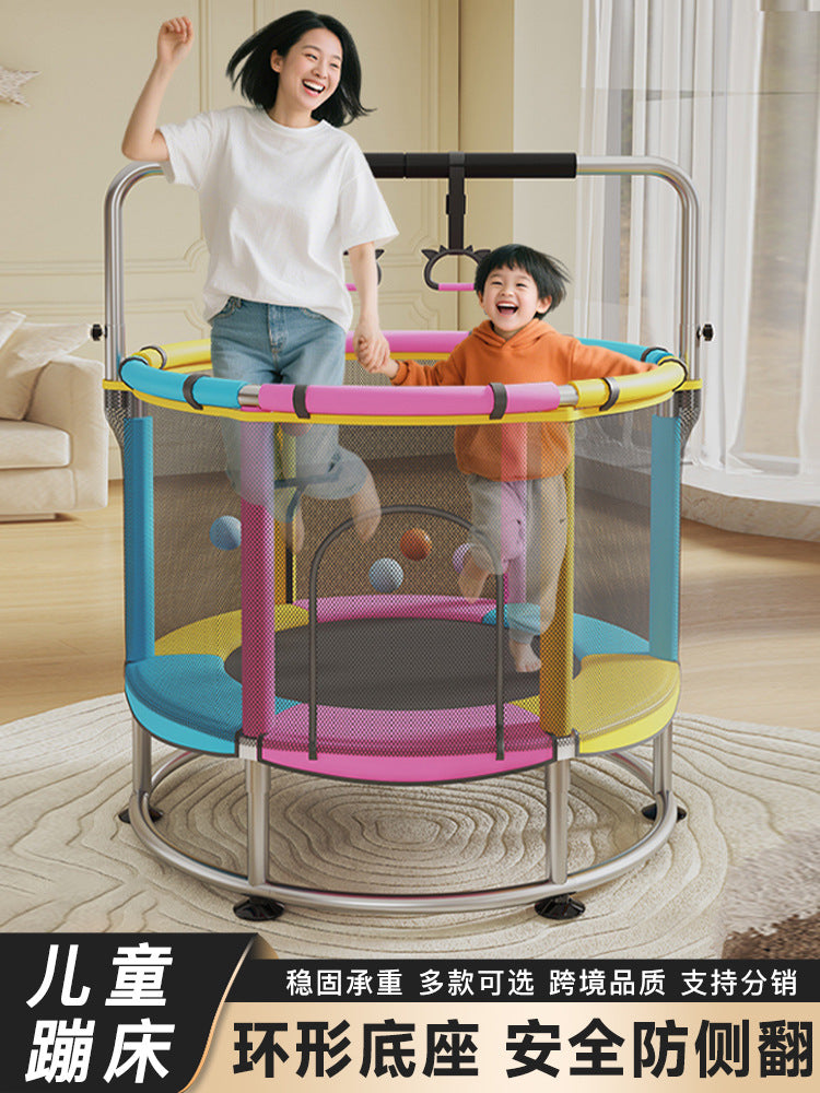 Kids' Indoor/Outdoor Trampoline with Handlebar and Swing