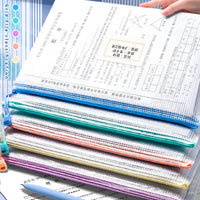 A4 Zipper File Bags, Waterproof Document Organizer for Students, Macaron/Morandi/Colorful Mesh, 5-Pack