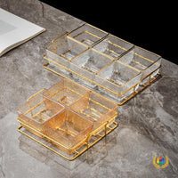 Nordic Style Acrylic Divided Serving Tray with Stand and Lid for Snacks and Appetizers