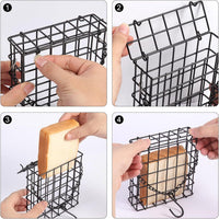 Outdoor Square Bird Feeder Hanging Metal Mesh with Chain for Hummingbirds and Parakeets