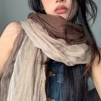 Ethnic Style Linen Pleated Gradient Scarf Headscarf Shawl