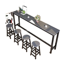 Wall-Mounted Bar Table with Stools for Balcony or Cafe, Narrow Long Console Table